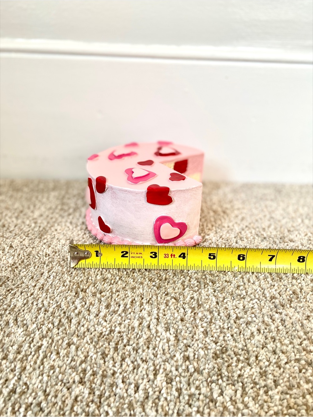 Valentines Day Faux Cake Decor Pink Hearts Red Checkerboard Tiered Tray - Picture 12 of 15